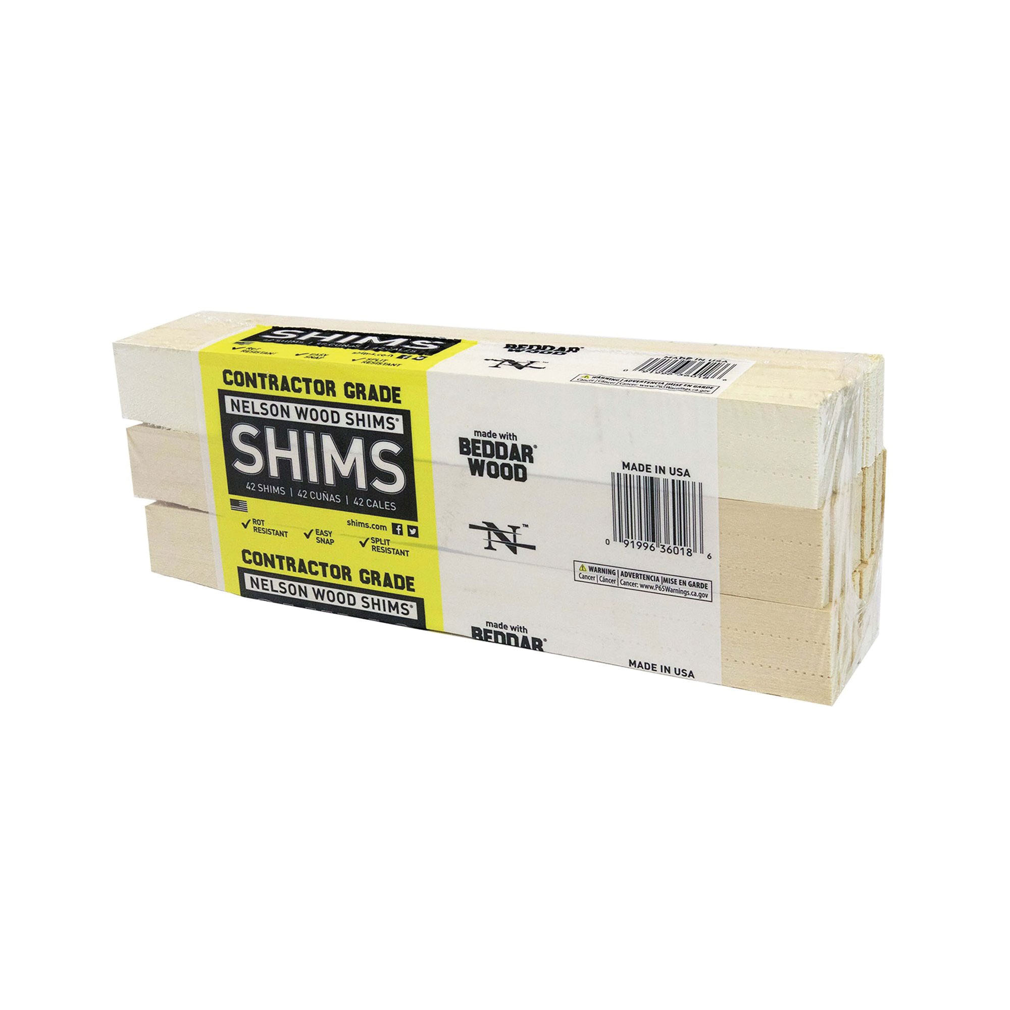 Shims, Nelson, 12 in L, 1-3/8 in W, Beddar Wood, Gold/Yellow 42PK - 4