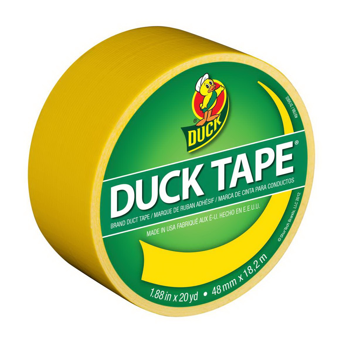 Duck 1304966 Duct Tape, 20 yd L, 1.88 in W, Yellow
