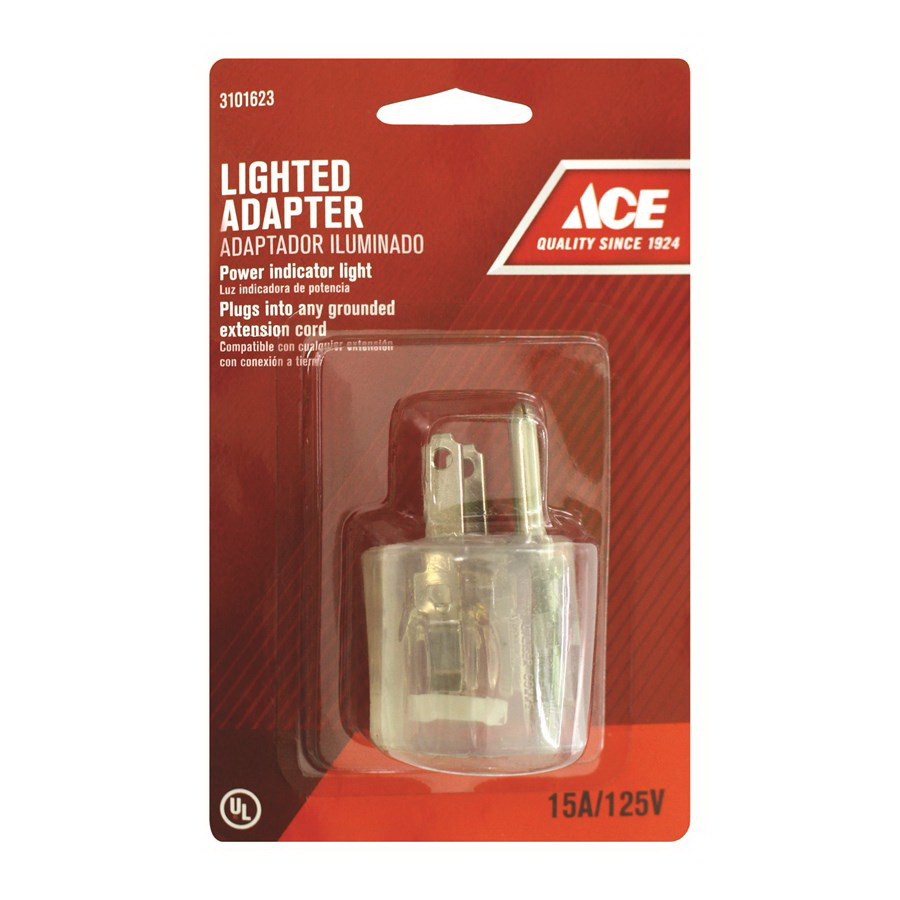 ACE 045A/16 Outlet Adapter, 2 -Pole, 15 A, 125 V, 1 -Outlet, Clear - 2