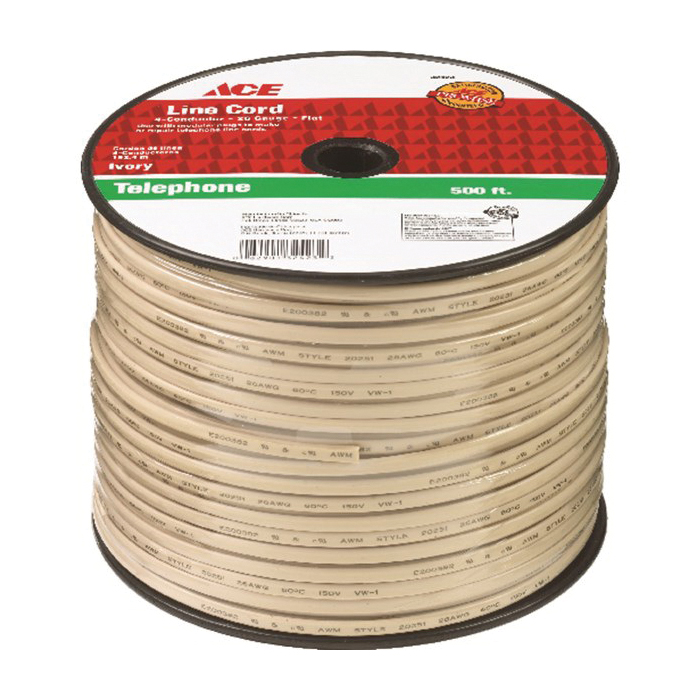 ACE 32423 Phone Line Cord, 26 ga Wire, 4 -Conductor, Ivory Sheath, 500 ft L - 2