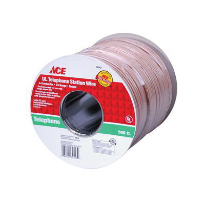 ACE 30543 Phone Line Cord, 24 ga Wire, 4 -Conductor, Ivory Sheath, 500 ft L - 3