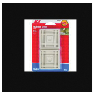 ACE 9166/ACE Caster Cup, Square, Rubber, White, 2 in L x 2 in W Dimensions - 2