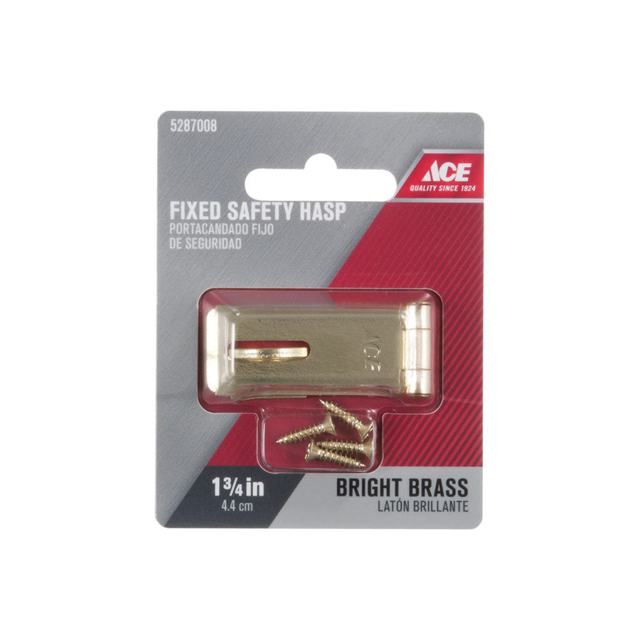 ACE 01-3725-117 Safety Hasp, 1-3/4 in L, Brass, Bright Brass, Fixed Staple - 2