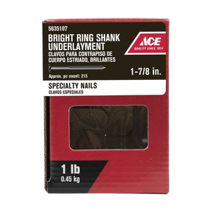 ACE 5635107 Underlayment Nail, Bright, Annular Ring Shank, 1 lb - 2
