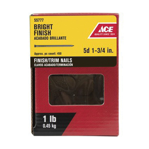 Ace 5D 1-3/4 in. Finishing Bright Steel Nail Countersunk Head 1 lb Ace 5D 1-3/4 in. Finishing Bright Steel Nail Countersunk Head 1 lb