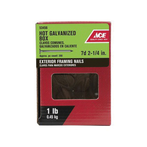 Ace 7D 2-1/4 in. Box Hot-Dipped Galvanized Steel Nail Flat Head 1 lb Ace 7D 2-1/4 in. Box Hot-Dipped Galvanized Steel Nail Flat Head 1 lb