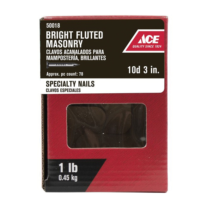 ACE 50018 Masonry Nail, 3 in L, Steel - 1