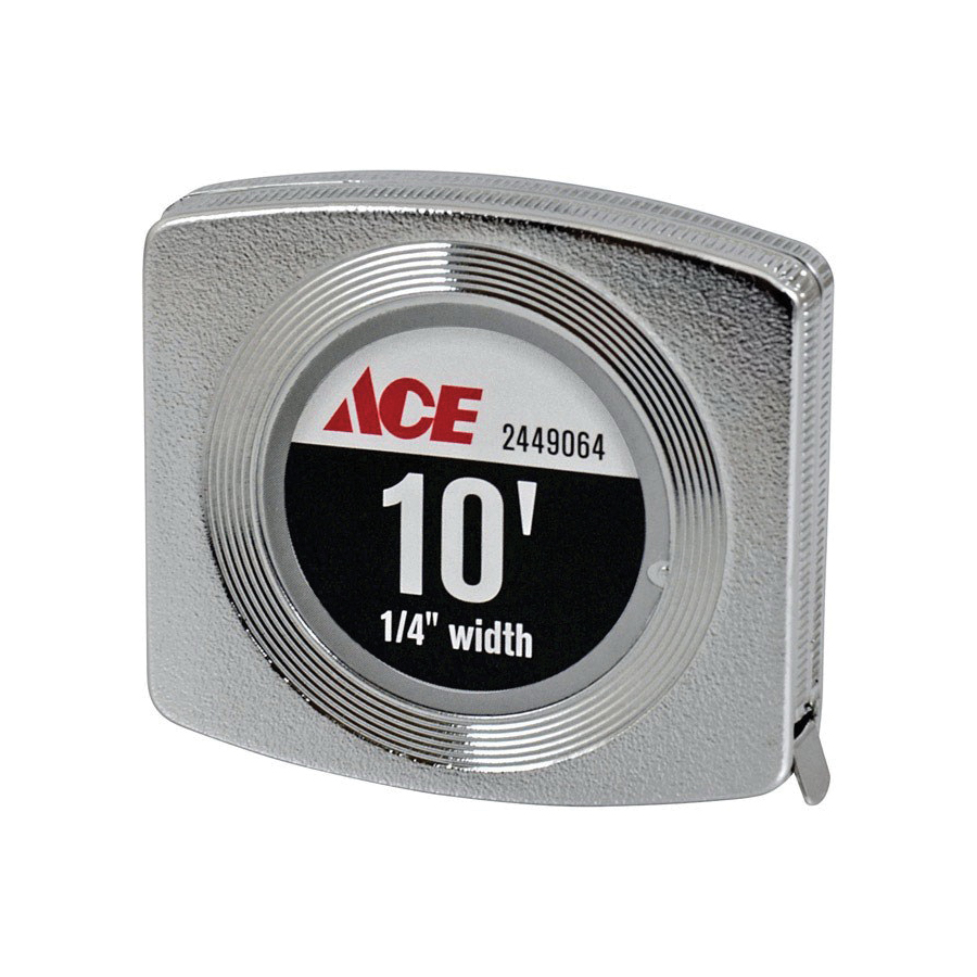 ACE CYG3006 Pocket Tape Measure, 10 ft L Blade, 1/4 in W Blade, Metal Case - 1