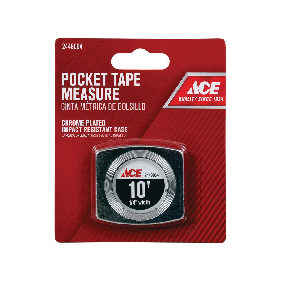 ACE CYG3006 Pocket Tape Measure, 10 ft L Blade, 1/4 in W Blade, Metal Case - 2