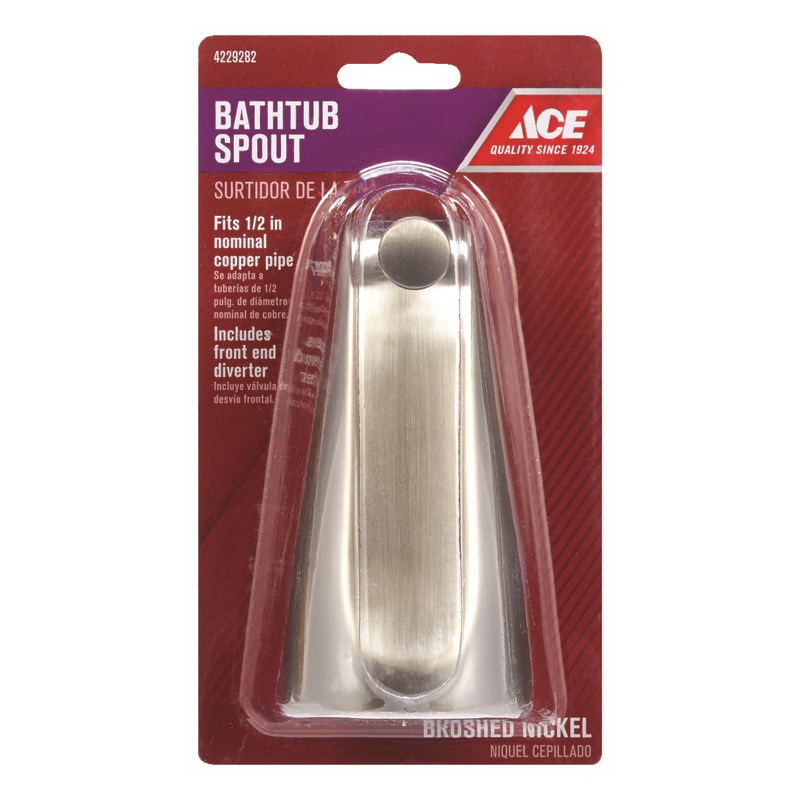 ACE ACE825-38BN Bathtub Diverter Spout, 1/2 in Connection, Sweat, Metal, Brushed Nickel - 2