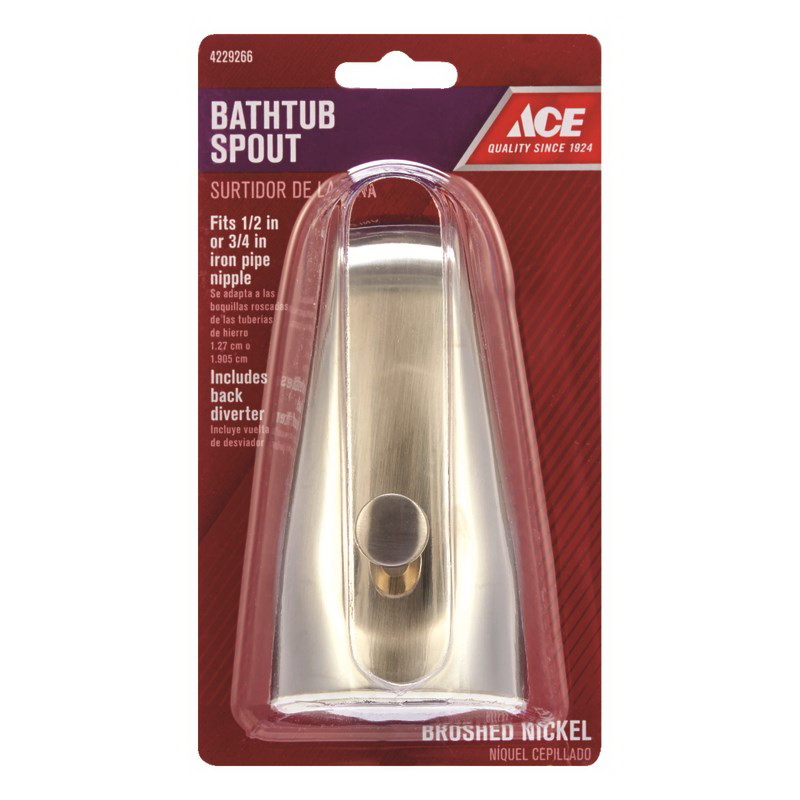 ACE ACE825-31BN Bathtub Diverter Spout, 1/2, 3/4 in Connection, IPS, Metal, Brushed Nickel - 2