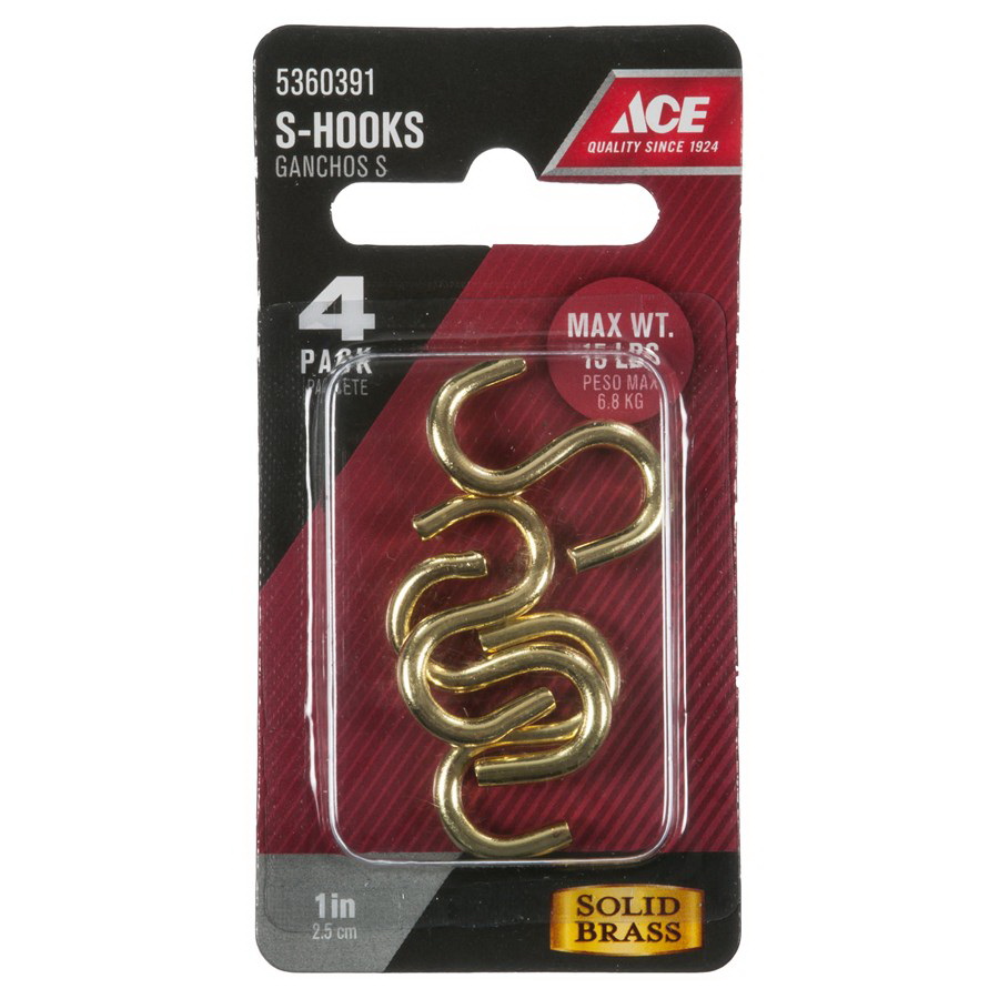 ACE 01-3484-341 S-Hook, 15 lb Working Load, Brass - 2