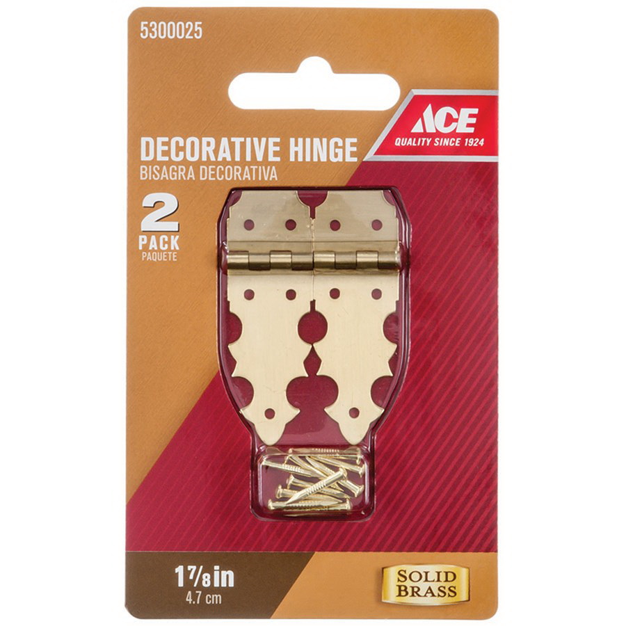 ACE 01-3615-322 Decorative Hinge, 1-7/8 in W Door Leaf, 5/8 in Thick Door Leaf, Brass - 3