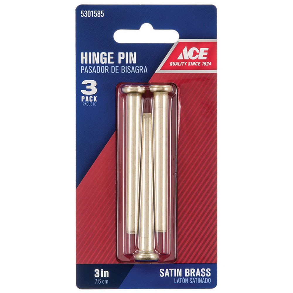 ACE 01-3599-315 Hinge Pin, 3 in L, Brass, Satin - 1