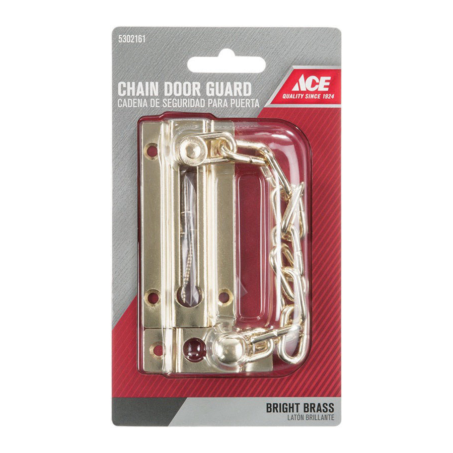 ACE 01-3016-140 Chain Door Guard, 3.38 in L, Steel, Bright Brass - 2