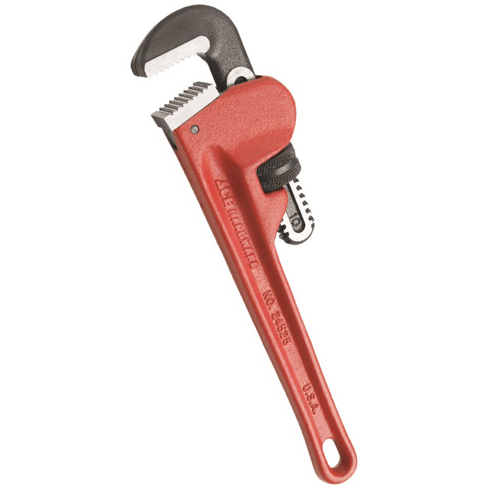 ACE 43577 Pipe Wrench, 1-1/2 in Jaw, 10 in L, Floating Hook Jaw, Cast Iron, I-Beam Handle - 1