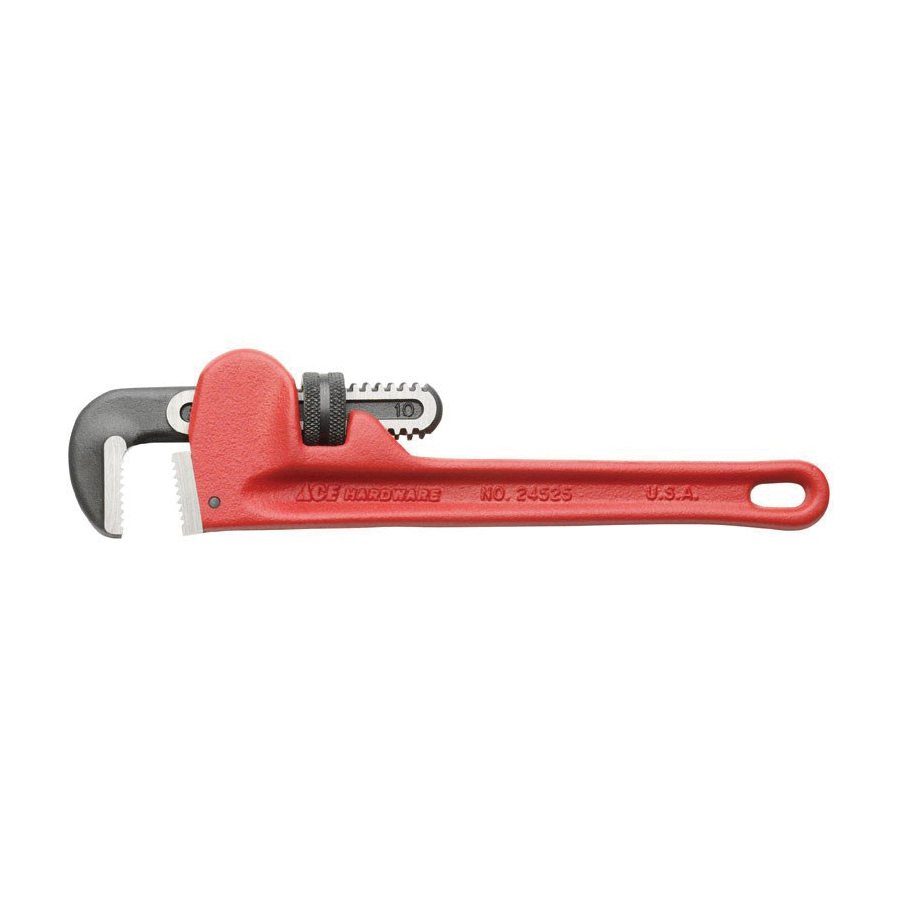 ACE 43577 Pipe Wrench, 1-1/2 in Jaw, 10 in L, Floating Hook Jaw, Cast Iron, I-Beam Handle - 2