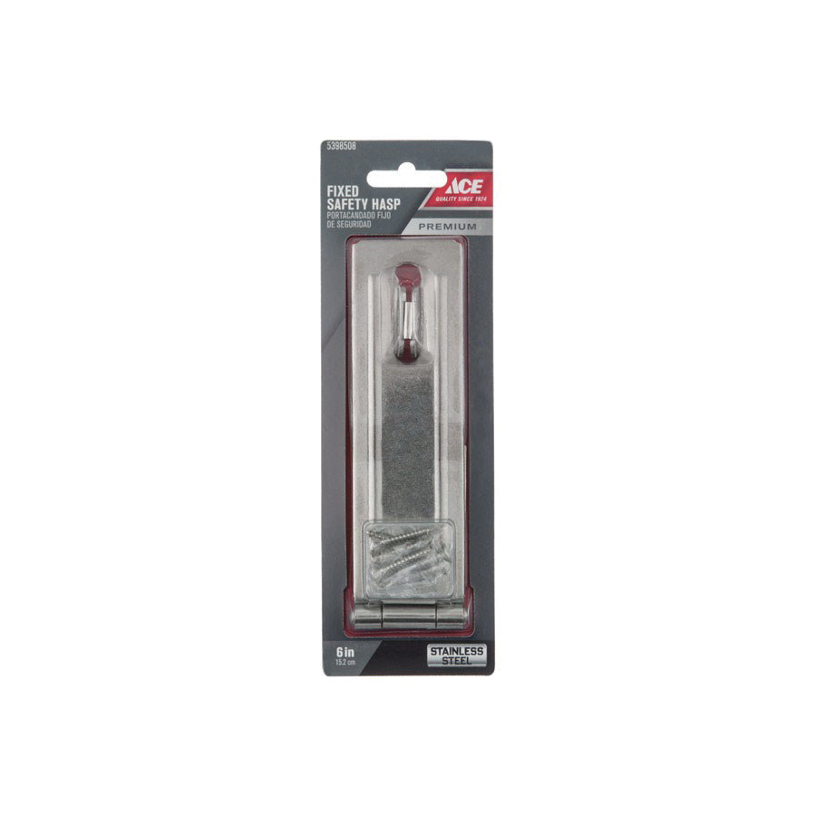 ACE 01-3725-110 Safety Hasp, 6 in L, Stainless Steel, Fixed Staple - 2