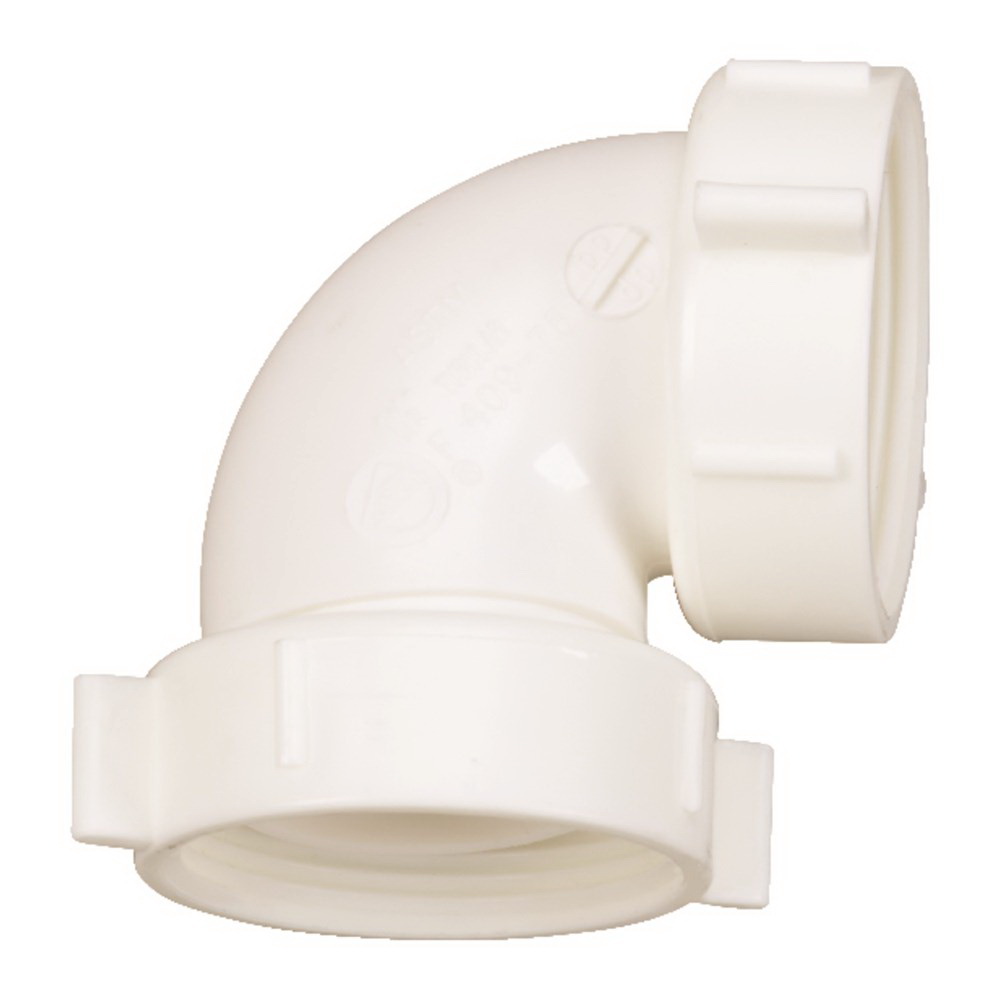 ACE AH26610-N Outlet Pipe Elbow, 1-1/2 in, Direct-Connect, 90 deg Angle, Plastic, White - 1