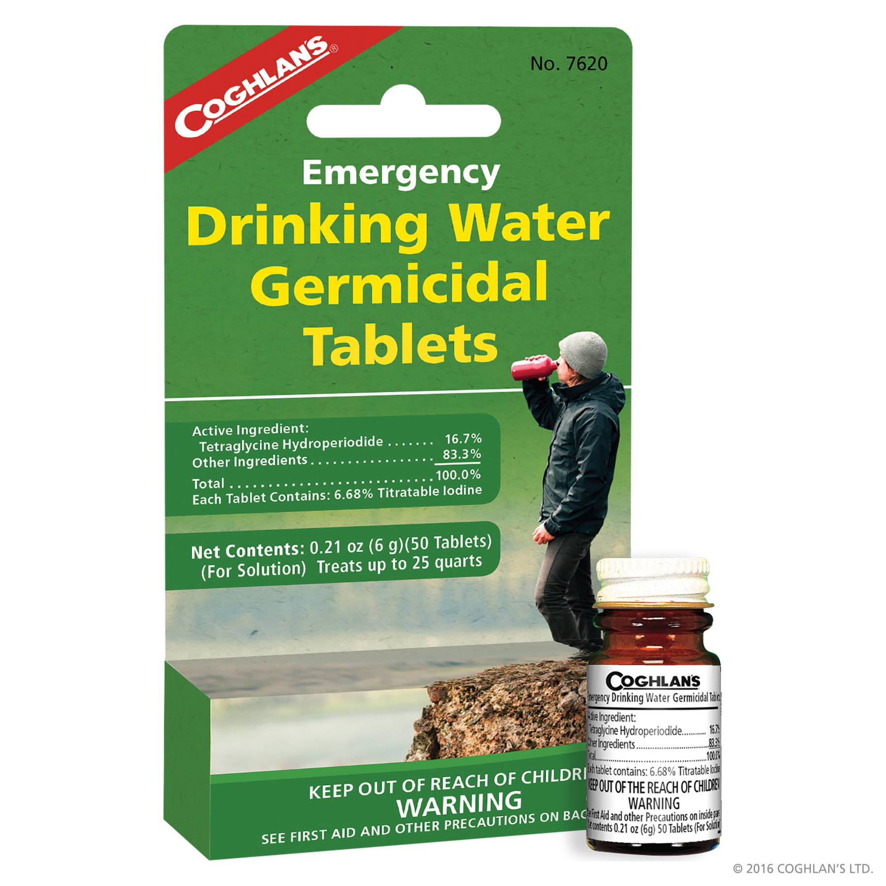 Coghlan's 7620 Drinking Water Germicidal Tablet, Gray/Tan, 0.21 oz, Bottle - 1