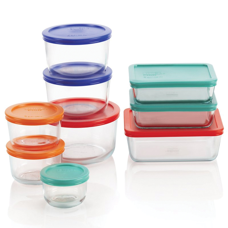 1110608 Storage Set, Rectangle, Round, Glass/Plastic