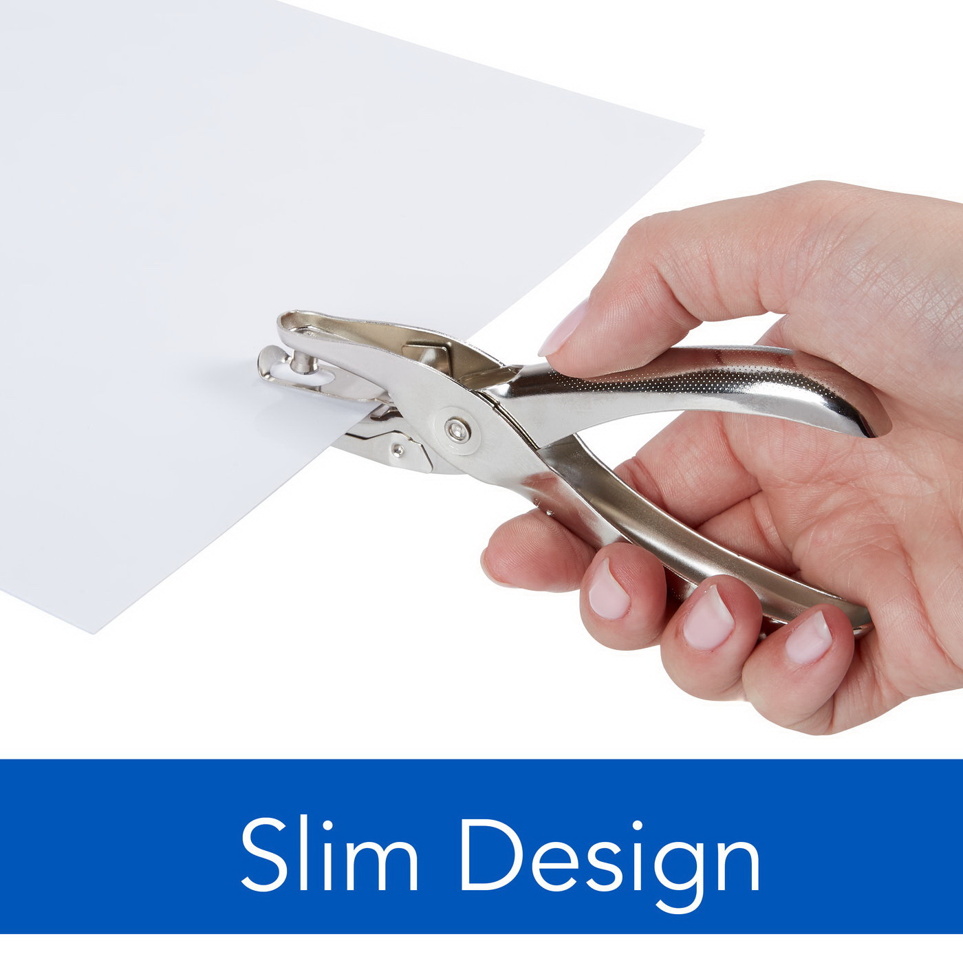 Swingline 91069 1-Hole Punch, 5 in OAL, 1/4 in Cutting Hole, Metal
