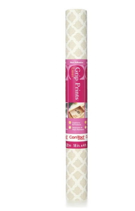 Con-Tact Grip Prints 04F-C7HR0-06 Shelf and Drawer Liner, 4 ft L, 18 in W, Vinyl, Pale Gray