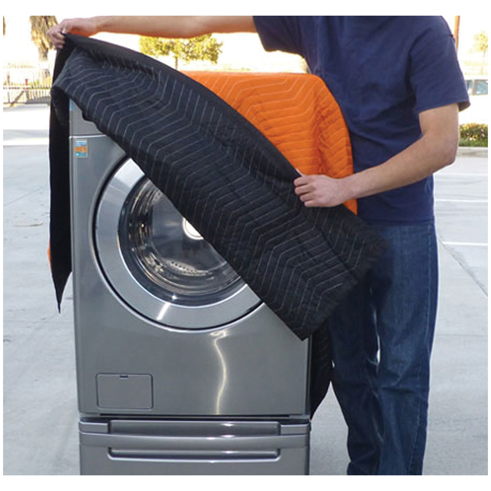 Forearm Forklift FFMB10-DF Moving Blanket, 72 in L, 80 in W, 1/4 in Thick, Polyester/Polypropylene Fabric, Black/Orange - 4