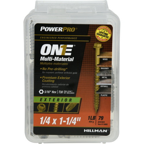 Screw, Power Pro, Star-Drive, Hex-Head, Serrated-Threads 1/4 in x 1-1/4 in, 1 lb - 5