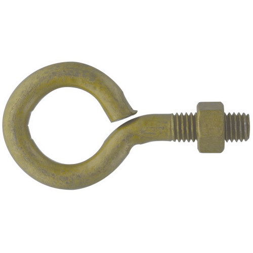 Hillman 322607 Series Eye Bolt with Hex Nut, 4 in OAL, 1/2 in Thread, Coarse Thread, Steel, Gold