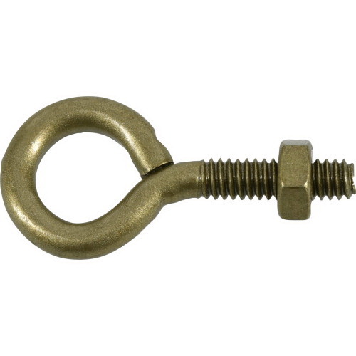Hillman 322609 Series Eye Bolt with Hex Nut, 2 in OAL, 1/4 in Thread, Coarse Thread, Steel, Gold