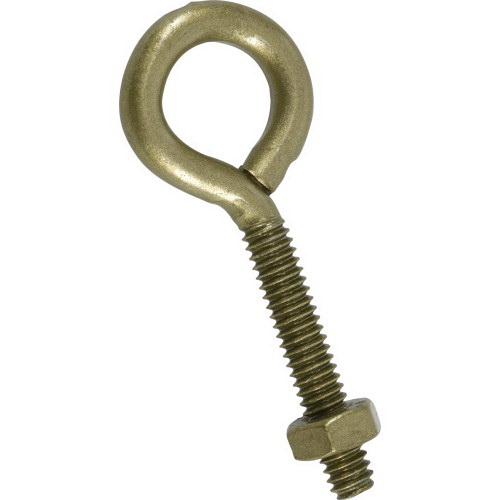 Hillman 322610 Series Eye Bolt with Hex Nut, 2-1/2 in OAL, 1/4 in Thread, Coarse Thread, Steel, Gold
