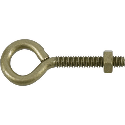 Hillman 322610 Series Eye Bolt with Hex Nut, 2-1/2 in OAL, 1/4 in Thread, Coarse Thread, Steel, Gold