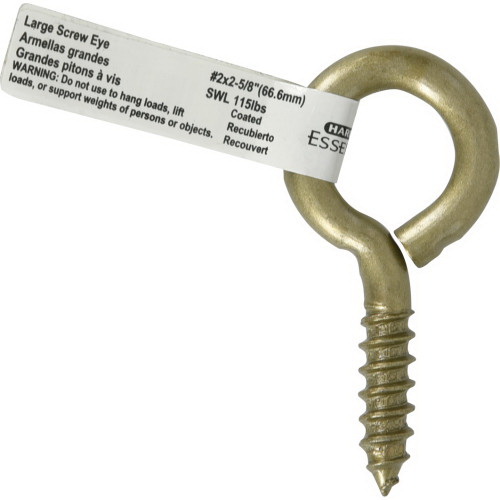 Hillman 322626 Screw Eye, 2-5/8 in OAL, Steel, Gold