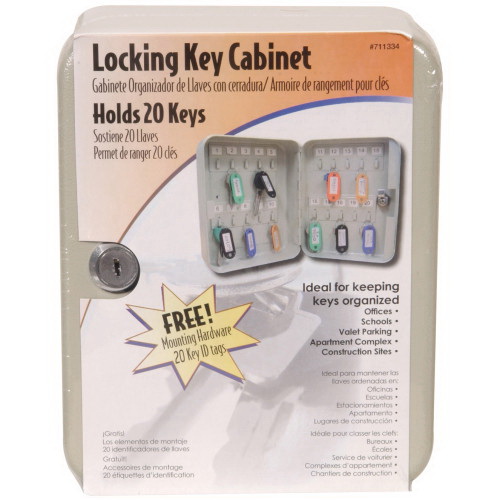 Hillman 711334 Locking Key Cabinet, 20 Key, Steel
