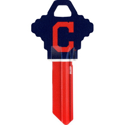 Hillman 89656 Key Blank, Cleveland Indians, Brass, Nickel, For: Schlage Lock, 68 SC1 Key Number, 1/PK