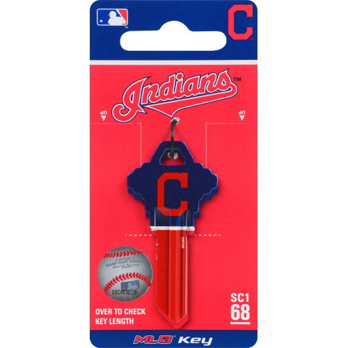 Hillman 89656 Key Blank, Cleveland Indians, Brass, Nickel, For: Schlage Lock, 68 SC1 Key Number, 1/PK