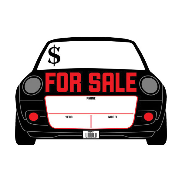 Hillman 843474 Automobile For Sale Sign, FOR SALE, Black Background, Styrene, 10 x 14 in Dimensions