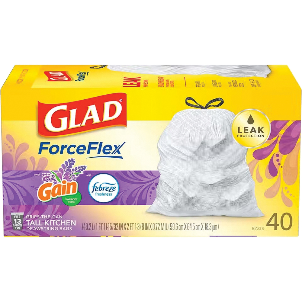 Glad 78459 Trash Bag, 13 gal, Plastic, White - 2