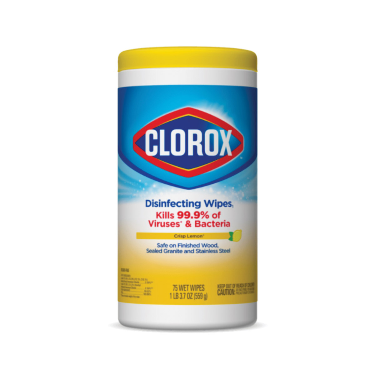 Clorox 1594 Disinfecting Wipes, 8 in L, 7 in W, Crisp Lemon, 1-Ply - 1