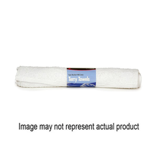 60220 Terry Towel, White, 12, 14 in L, 17 in W, Cotton