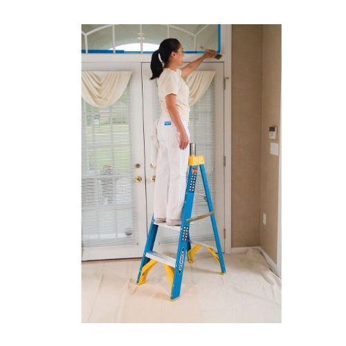 WERNER 6000 Series 6004, 4 ft Step Ladder, 250 lb, Type IAA Duty Rating, 6 in D Step, Blue - 5