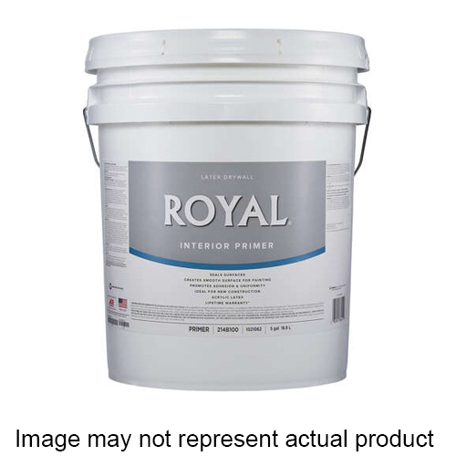 Interior Latex Drywall Primer, Royal, Flat, White, 5 gal - 1