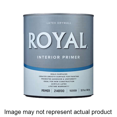 Interior Latex Drywall Primer, Royal, Flat, White, 1 qt - 1
