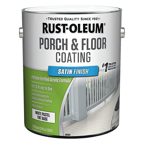 Rust-Oleum 262360 Porch & Floor Paint, Satin, Pastel Tint/Pure White, 1 gal, 165 to 365 sq-ft/gal Coverage Area
