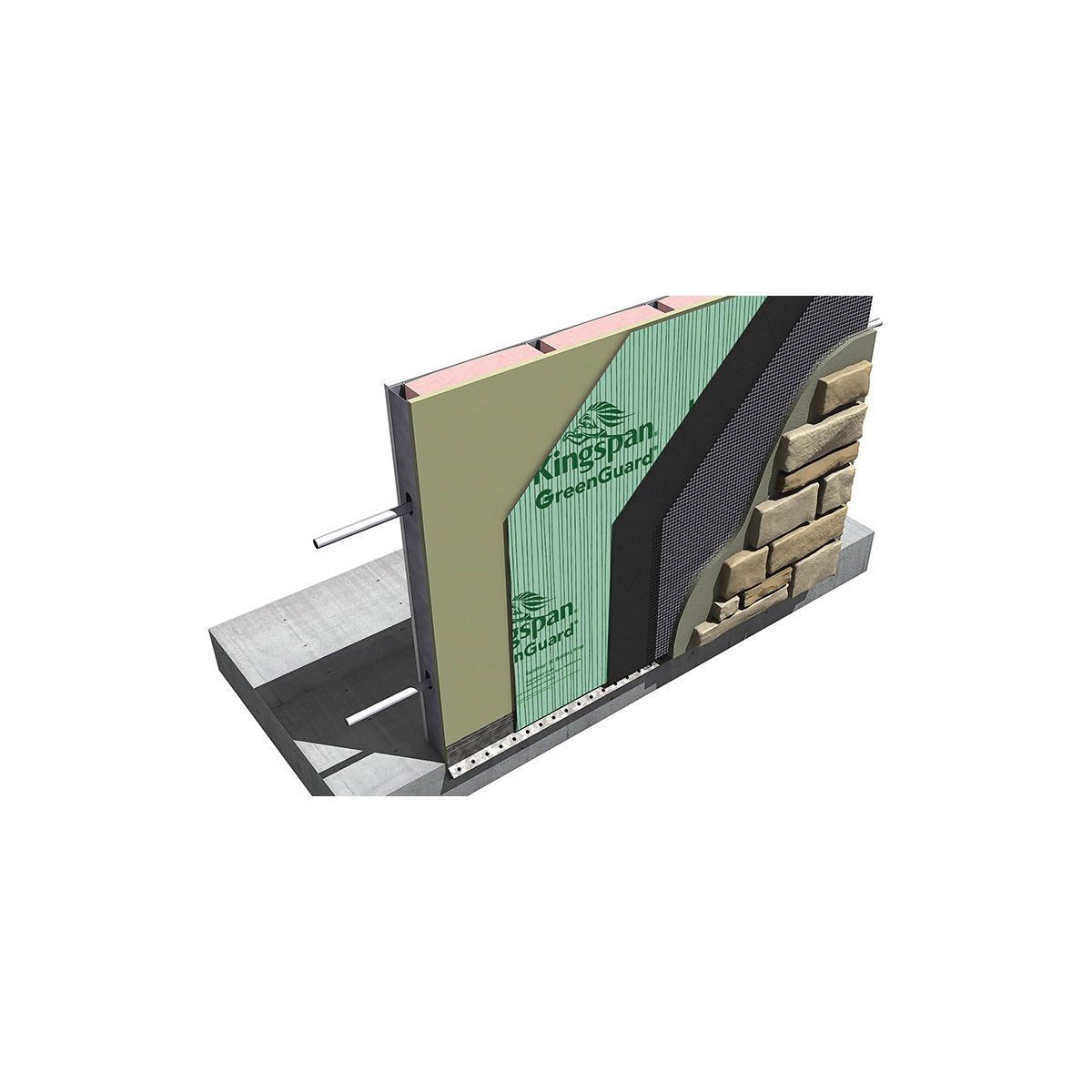 Kingspan RainDrop 3D House Wrap, Greenguard, 3 ft W, 125 ft L - 4