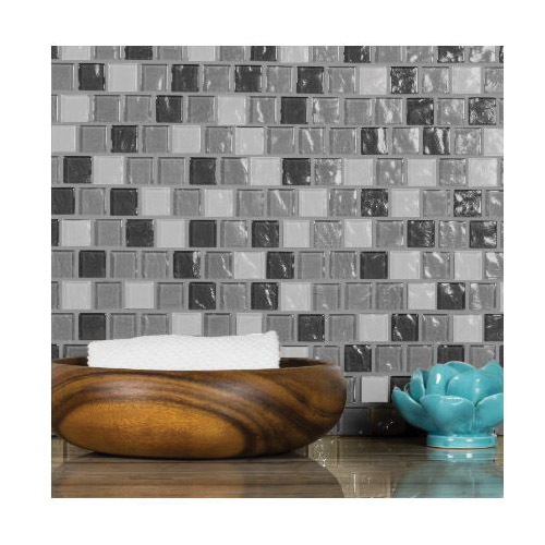 Geo Mosaic Tile, Gbm, Glass, Square Offset, 10-3/4 in L, 11-3/4 in W - 2