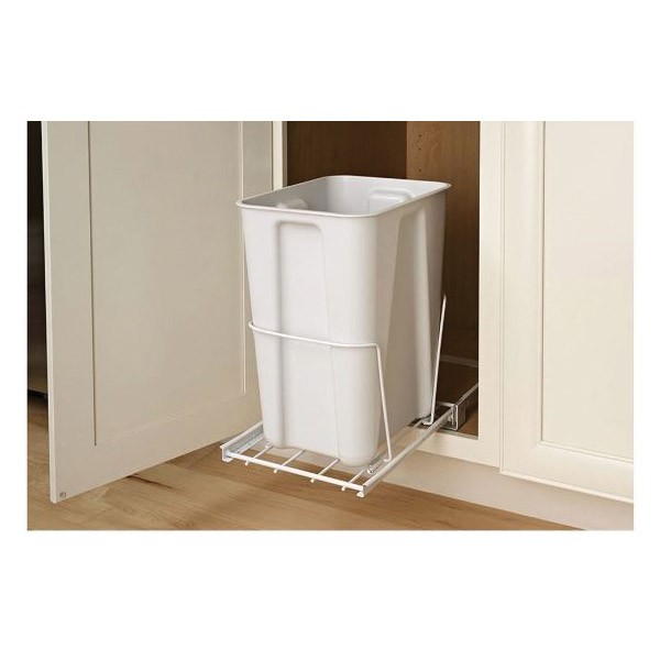 Pull Out Trash Can, Closetmaid, 24 qt Bin, Plastic Bin, Steel Shelf, White - 2