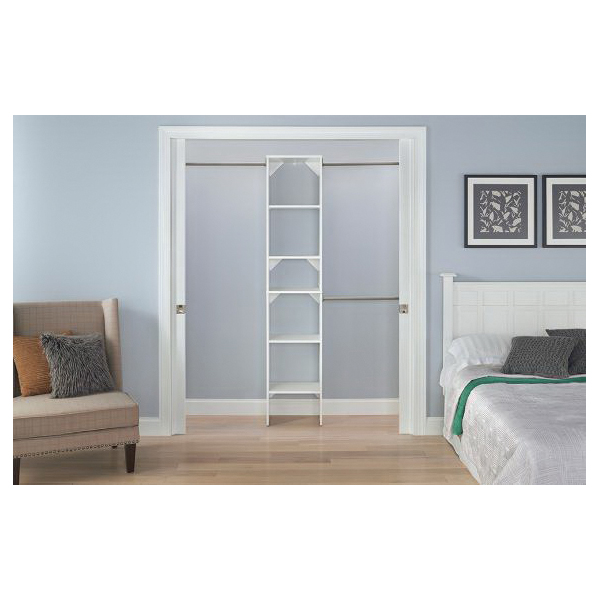 Tower Starter Kit, Closetmaid, 5-Shelf, Wood, White, Chrome - 2