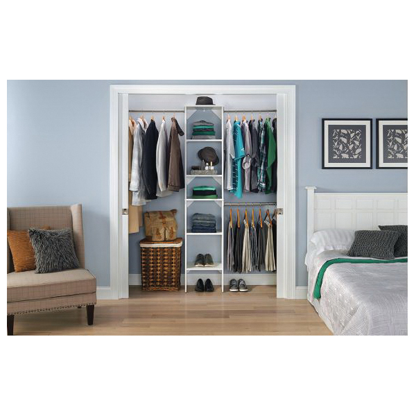 Tower Starter Kit, Closetmaid, 5-Shelf, Wood, White, Chrome - 3